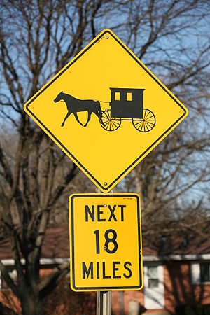 Traffic sign alerting drivers for Amish Buggie... Traffic sign alerting drivers for Amish Buggie...