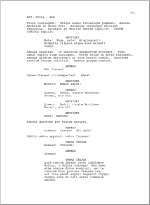 A page of a screenplay I wrote in Latin based ... A page of a screenplay I wrote in Latin based ...