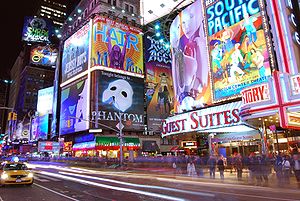 Broadway show billboards at the corner of 7th ... Broadway show billboards at the corner of 7th ...