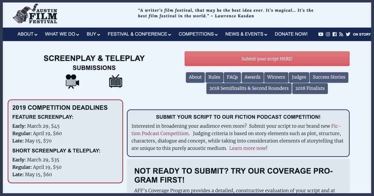 austin film festival screenplay contest